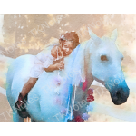 Girl Riding Horse Watercolor Wall Art Print